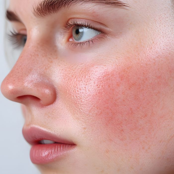 VROUW-MET-ROODHEID-OP-HAAR-WANG